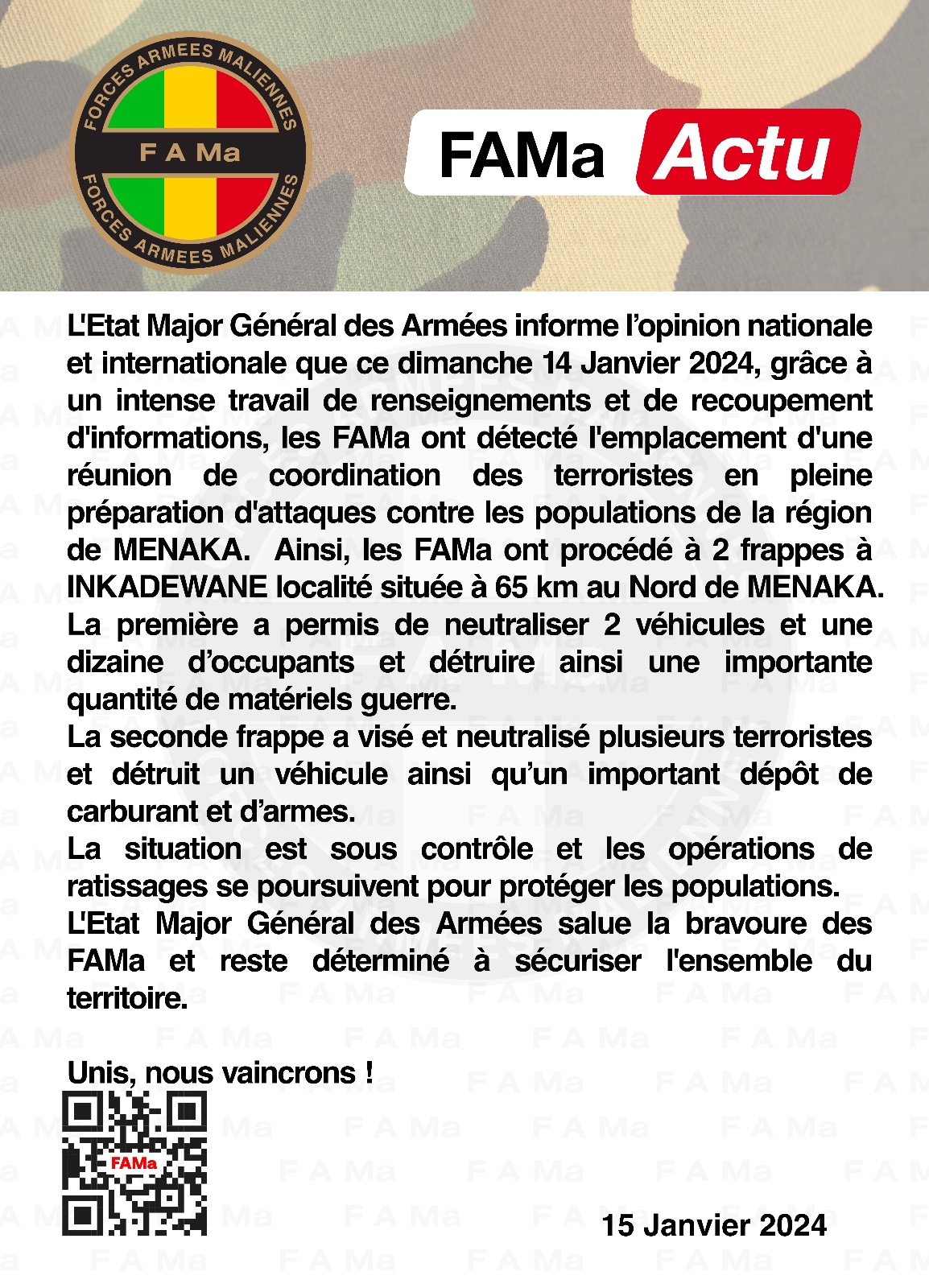  FAMa Actu du Lundi 15 janvier 2024
