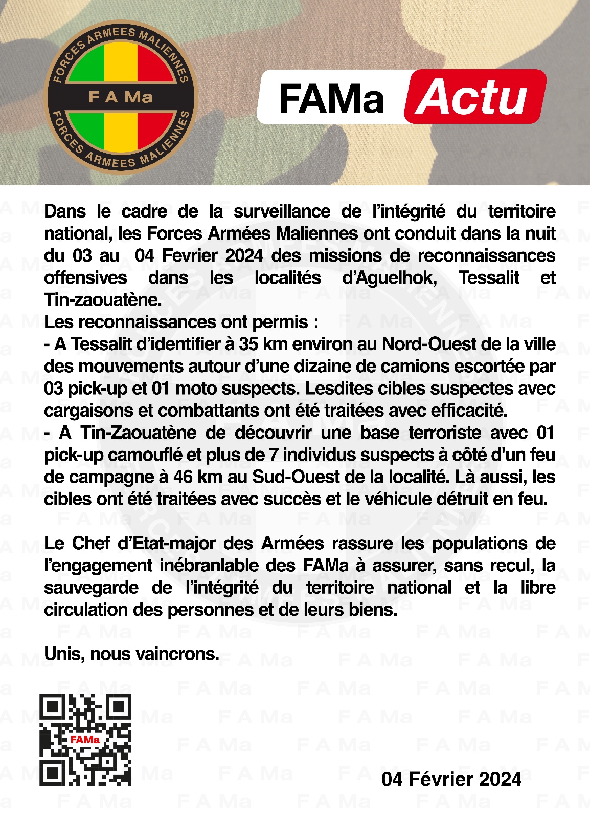  FAMa Actu du dimanche 04 Février 2024.