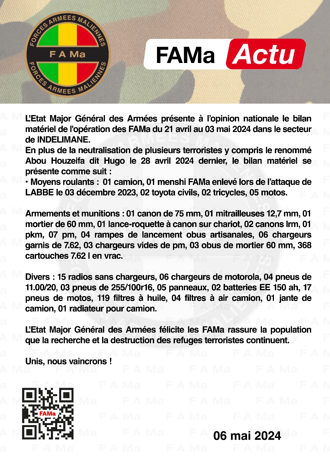  FAMa Actu du lundi 06 mai 2024.