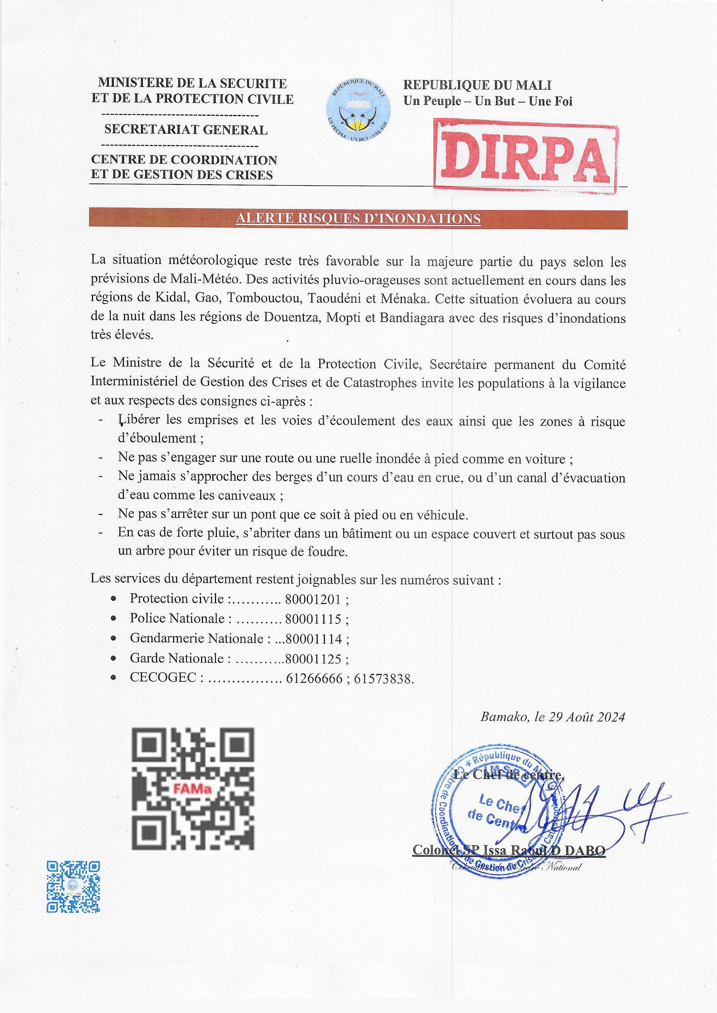  ALERTE RISQUES D'INONDATIONS