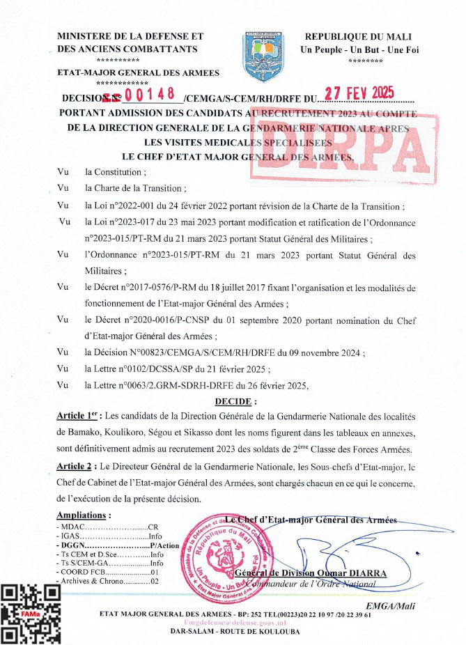  RESULTAT GENDARMERIE CENTRE DE BAPHO