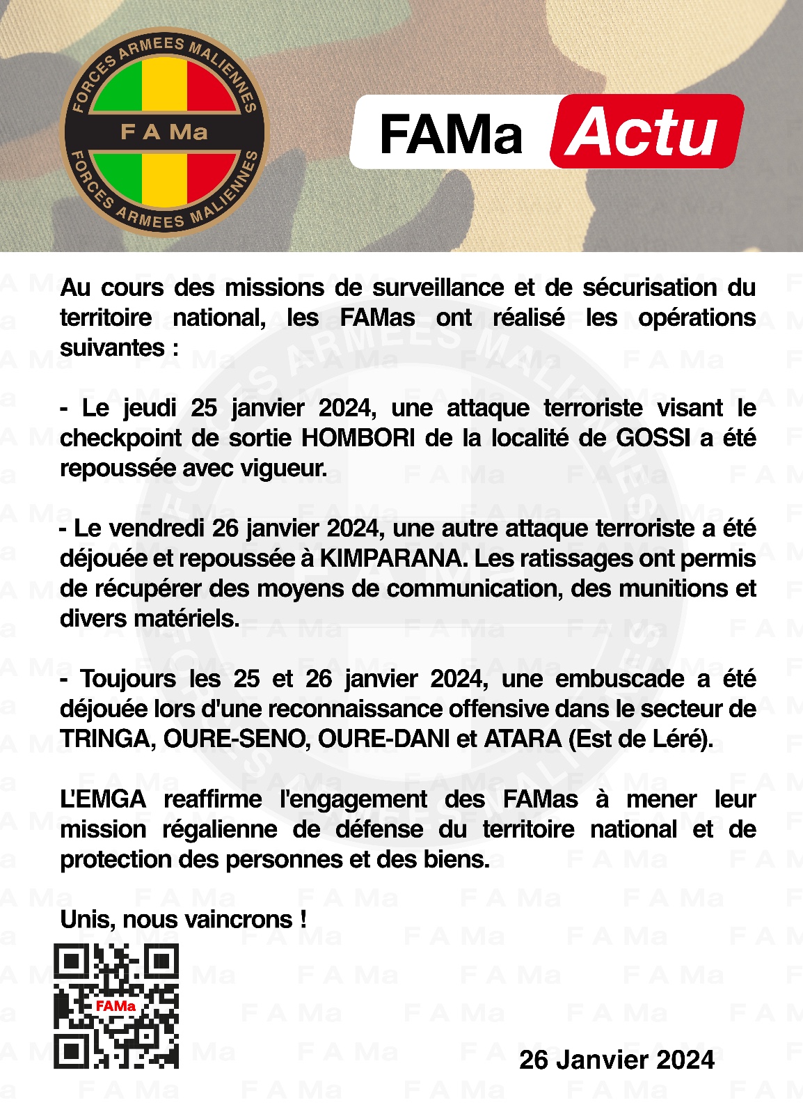 Unis, nous vaincrons ! Unis, nous vaincrons !